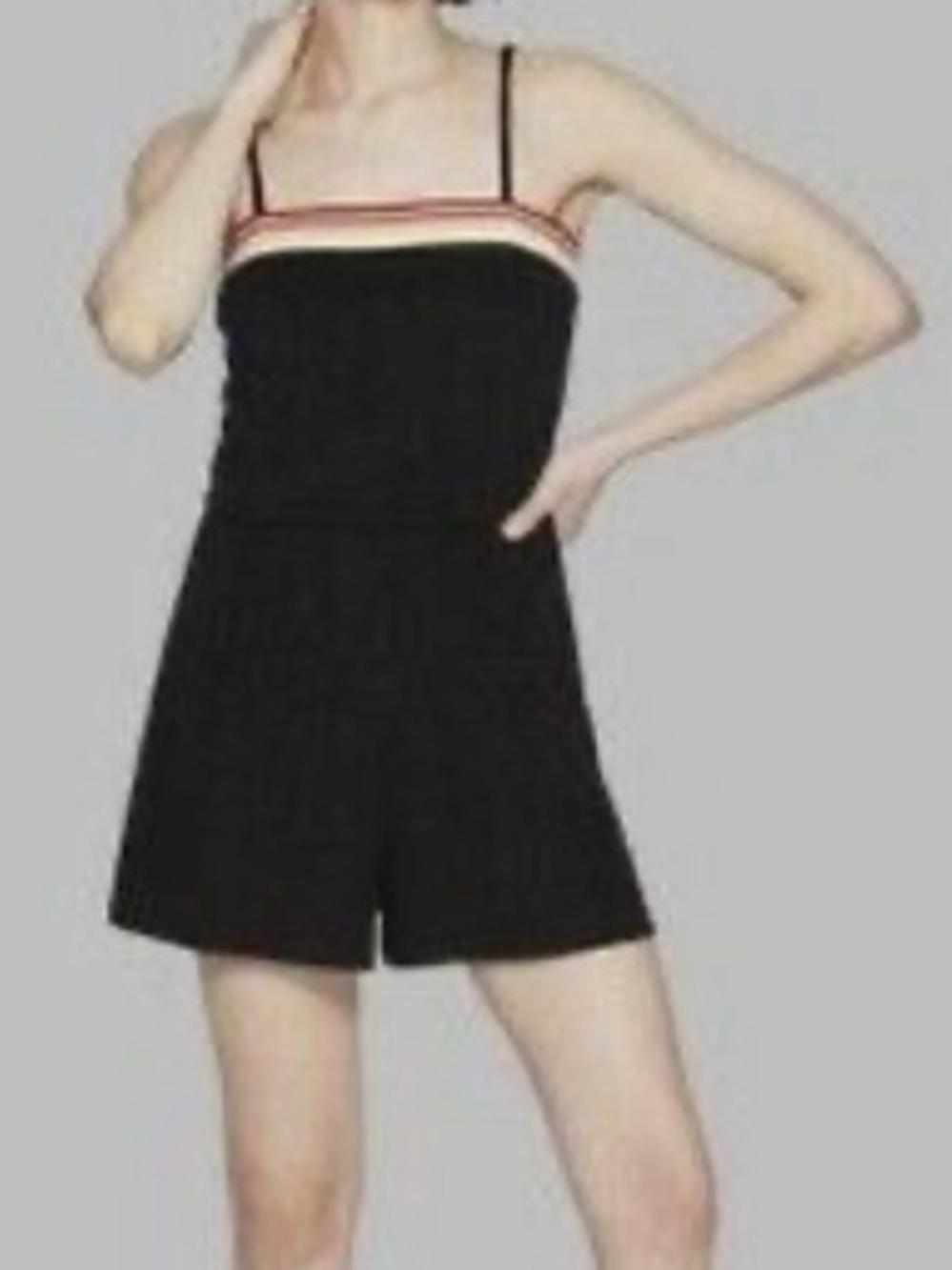 Wild Fable Women SZ S Black Striped Trim Terry Thin Striped Shorts Romper - Picture 2 of 10